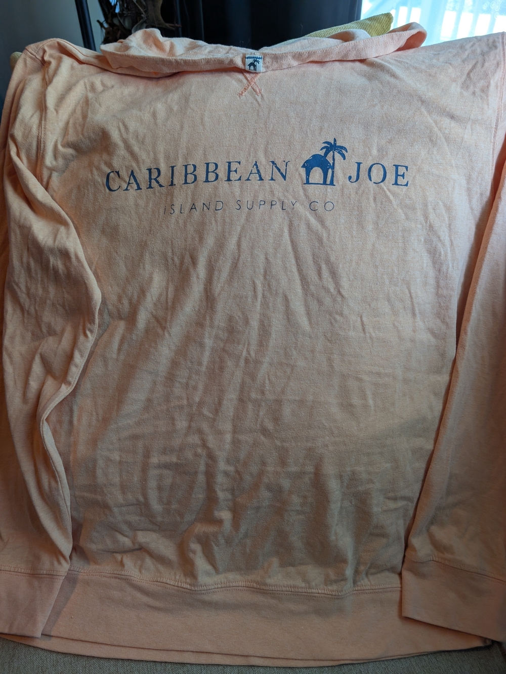 Caribbean Joe Mens Peach Pullover Sweatshirt with Navy Logo